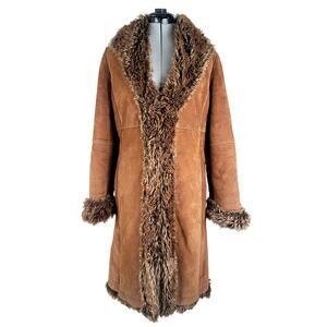 1990s Brown Penny Lane Style Boho Coat by Wilsons Leather Women's Sz S